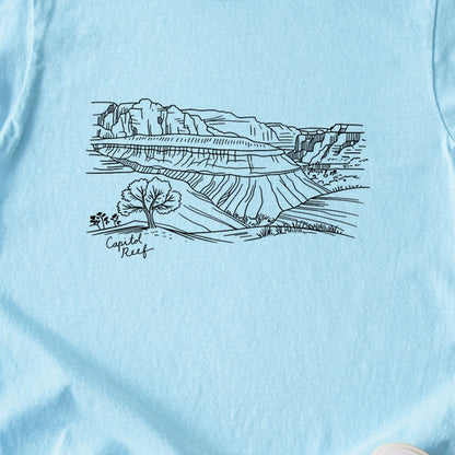 Capitol Reef Line Drawing Kids Cotton T-Shirt