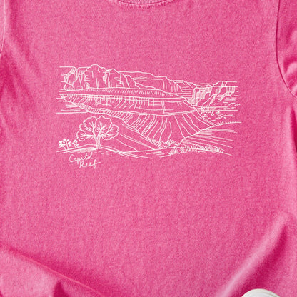 Capitol Reef Line Drawing Kids Cotton T-Shirt
