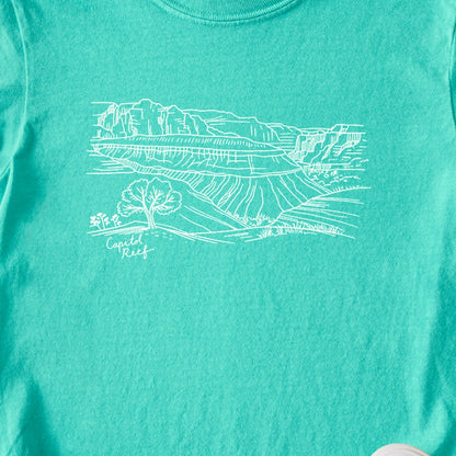 Capitol Reef Line Drawing Kids Cotton T-Shirt