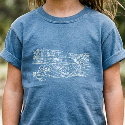 Capitol Reef Line Drawing Kids Cotton T-Shirt