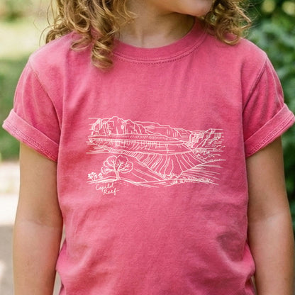 Capitol Reef Line Drawing Kids Cotton T-Shirt
