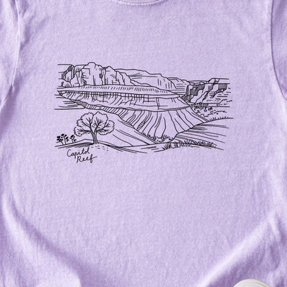 Capitol Reef Line Drawing Kids Cotton T-Shirt