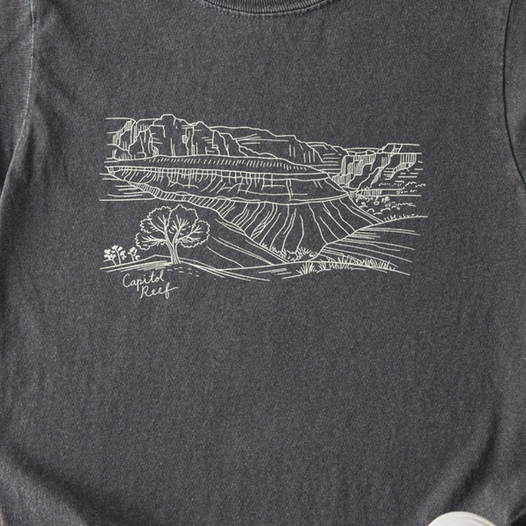Capitol Reef Line Drawing Kids Cotton T-Shirt