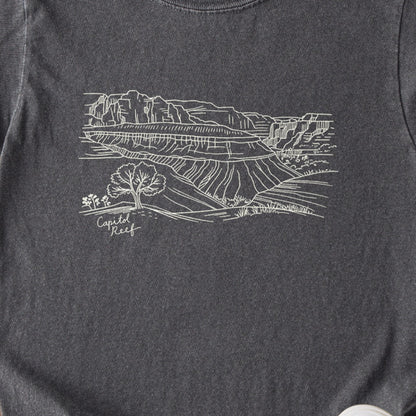 Capitol Reef Line Drawing Kids Cotton T-Shirt
