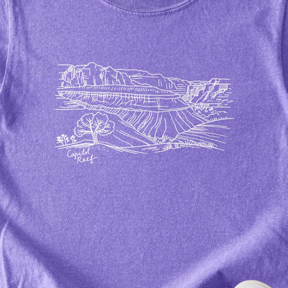 Capitol Reef Line Drawing Kids Cotton T-Shirt