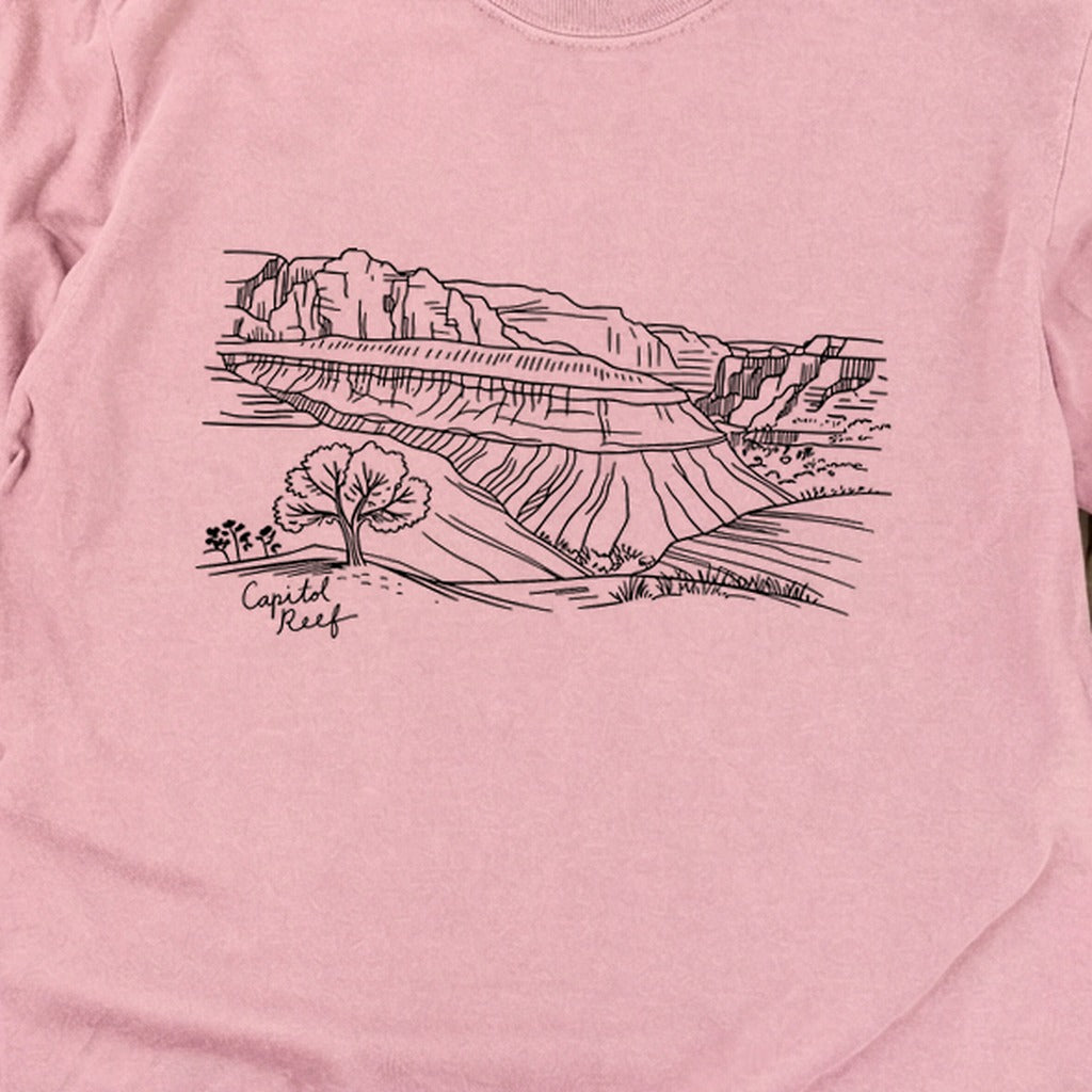 Capitol Reef Line Drawing Cotton Long Sleeve