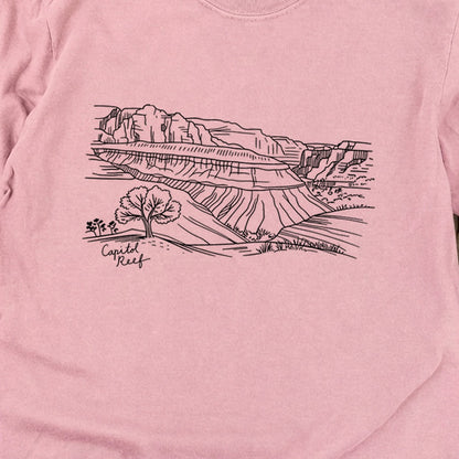 Capitol Reef Line Drawing Cotton Long Sleeve
