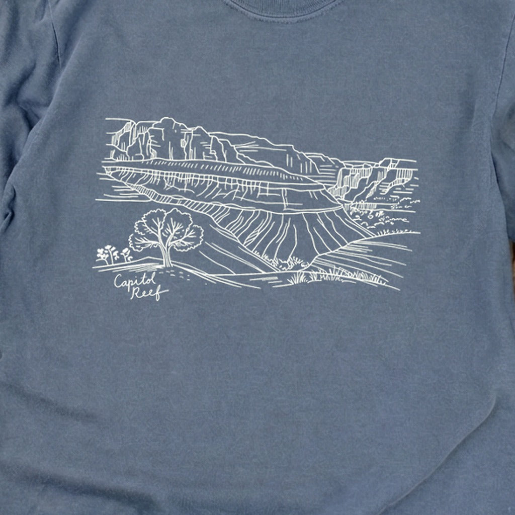 Capitol Reef Line Drawing Cotton Long Sleeve