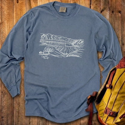 Capitol Reef Line Drawing Cotton Long Sleeve