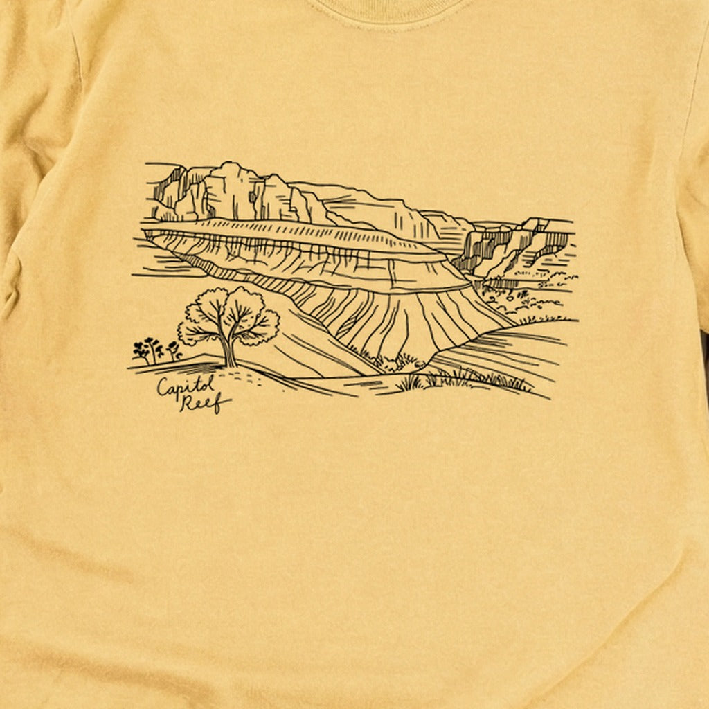 Capitol Reef Line Drawing Cotton Long Sleeve