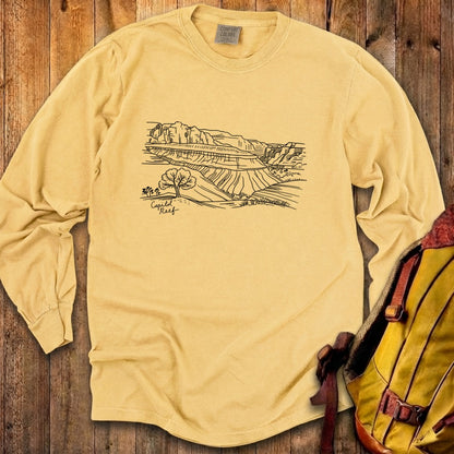 Capitol Reef Line Drawing Cotton Long Sleeve