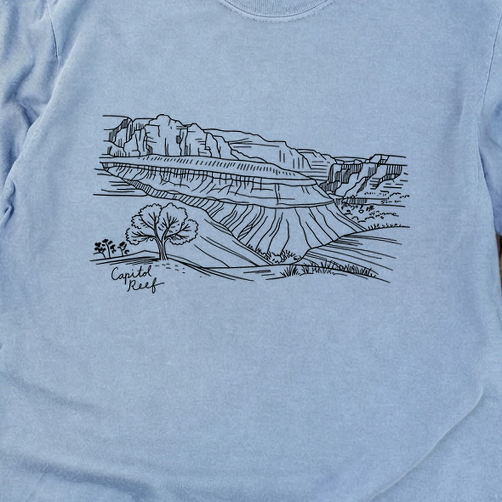 Capitol Reef Line Drawing Cotton Long Sleeve