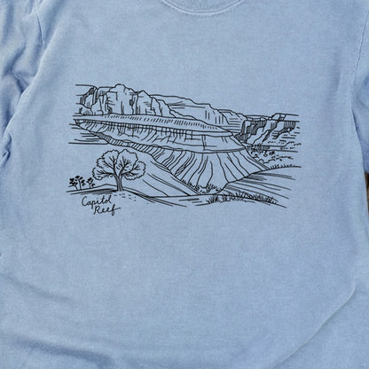 Capitol Reef Line Drawing Cotton Long Sleeve