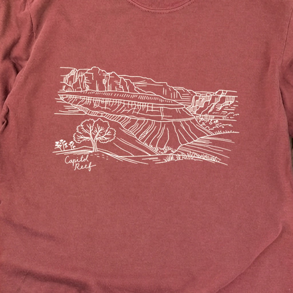 Capitol Reef Line Drawing Cotton Long Sleeve