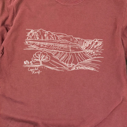 Capitol Reef Line Drawing Cotton Long Sleeve