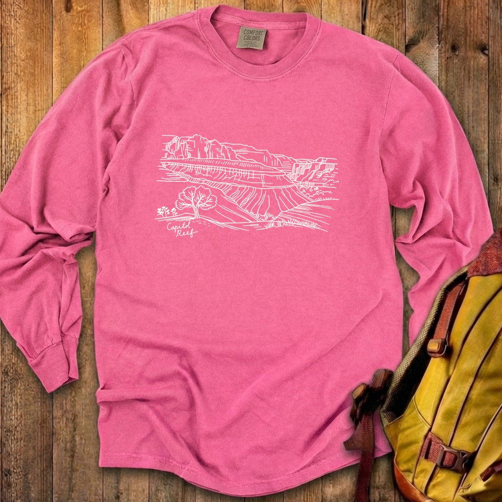 Capitol Reef Line Drawing Cotton Long Sleeve