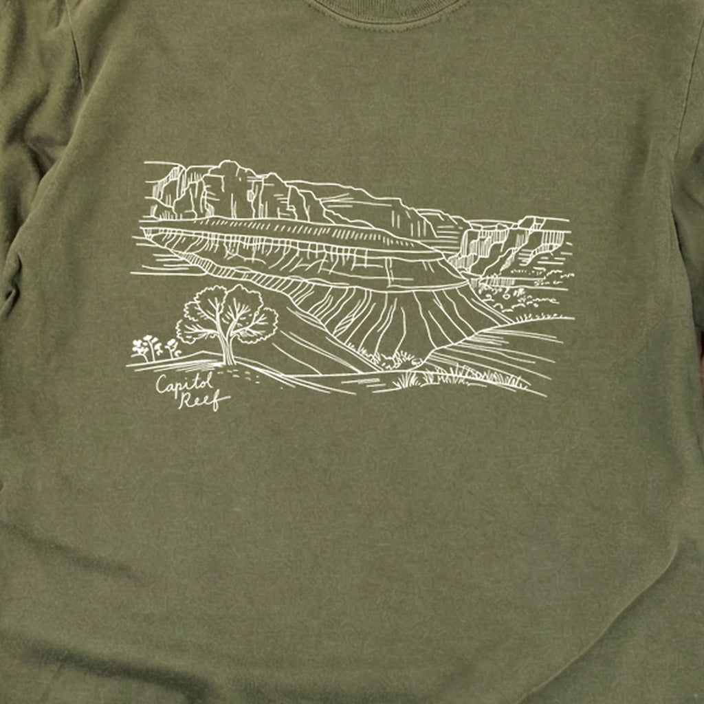 Capitol Reef Line Drawing Cotton Long Sleeve