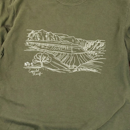 Capitol Reef Line Drawing Cotton Long Sleeve
