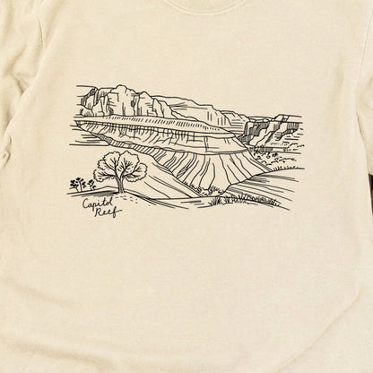 Capitol Reef Line Drawing Cotton Long Sleeve