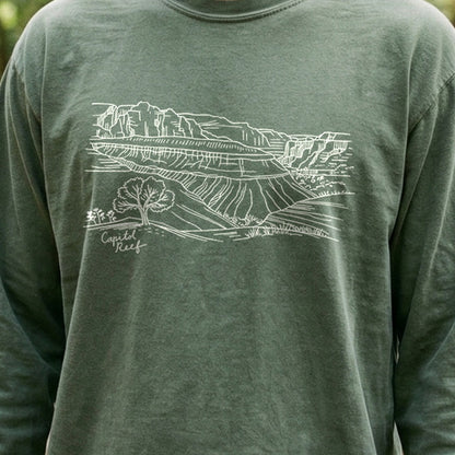 Capitol Reef Line Drawing Cotton Long Sleeve