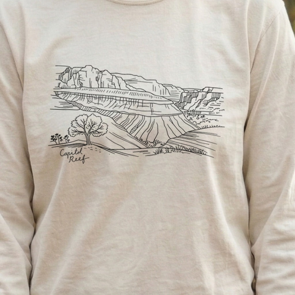 Capitol Reef Line Drawing Cotton Long Sleeve