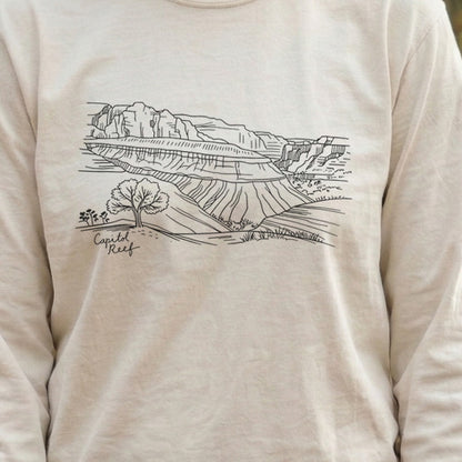 Capitol Reef Line Drawing Cotton Long Sleeve
