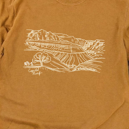 Capitol Reef Line Drawing Cotton Long Sleeve