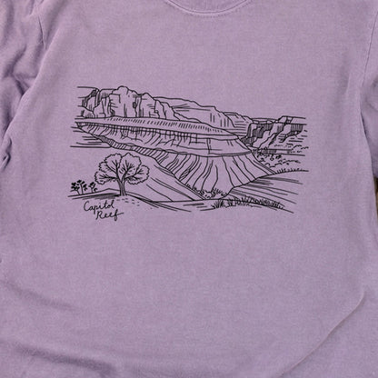 Capitol Reef Line Drawing Cotton Long Sleeve