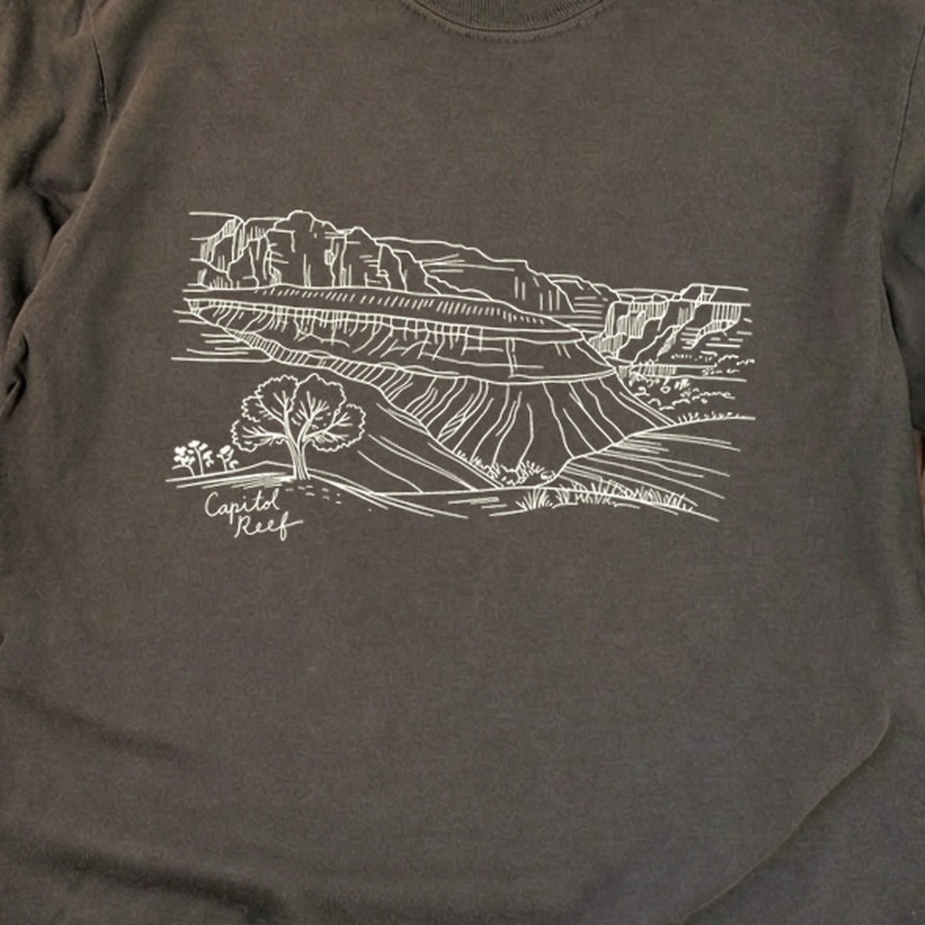 Capitol Reef Line Drawing Cotton Long Sleeve