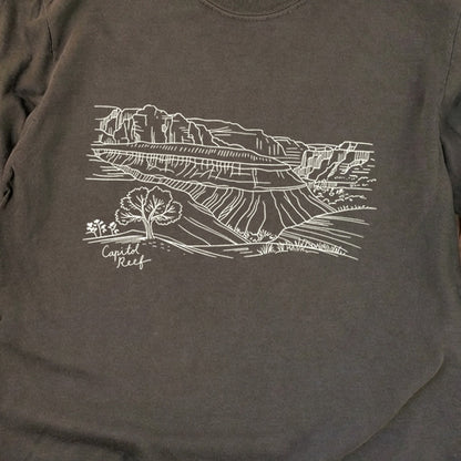 Capitol Reef Line Drawing Cotton Long Sleeve
