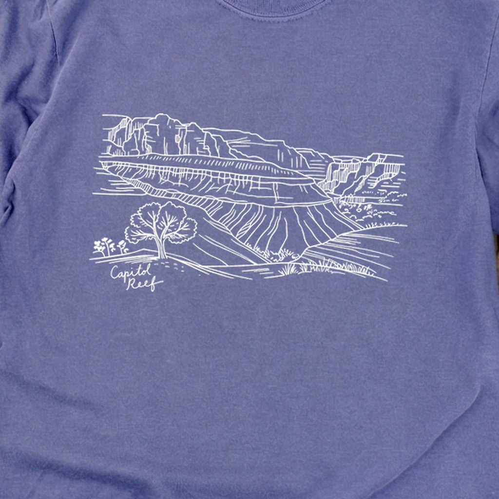 Capitol Reef Line Drawing Cotton Long Sleeve