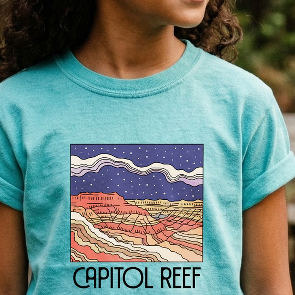 Capitol Reef National Park at Night Kids Cotton T-Shirt