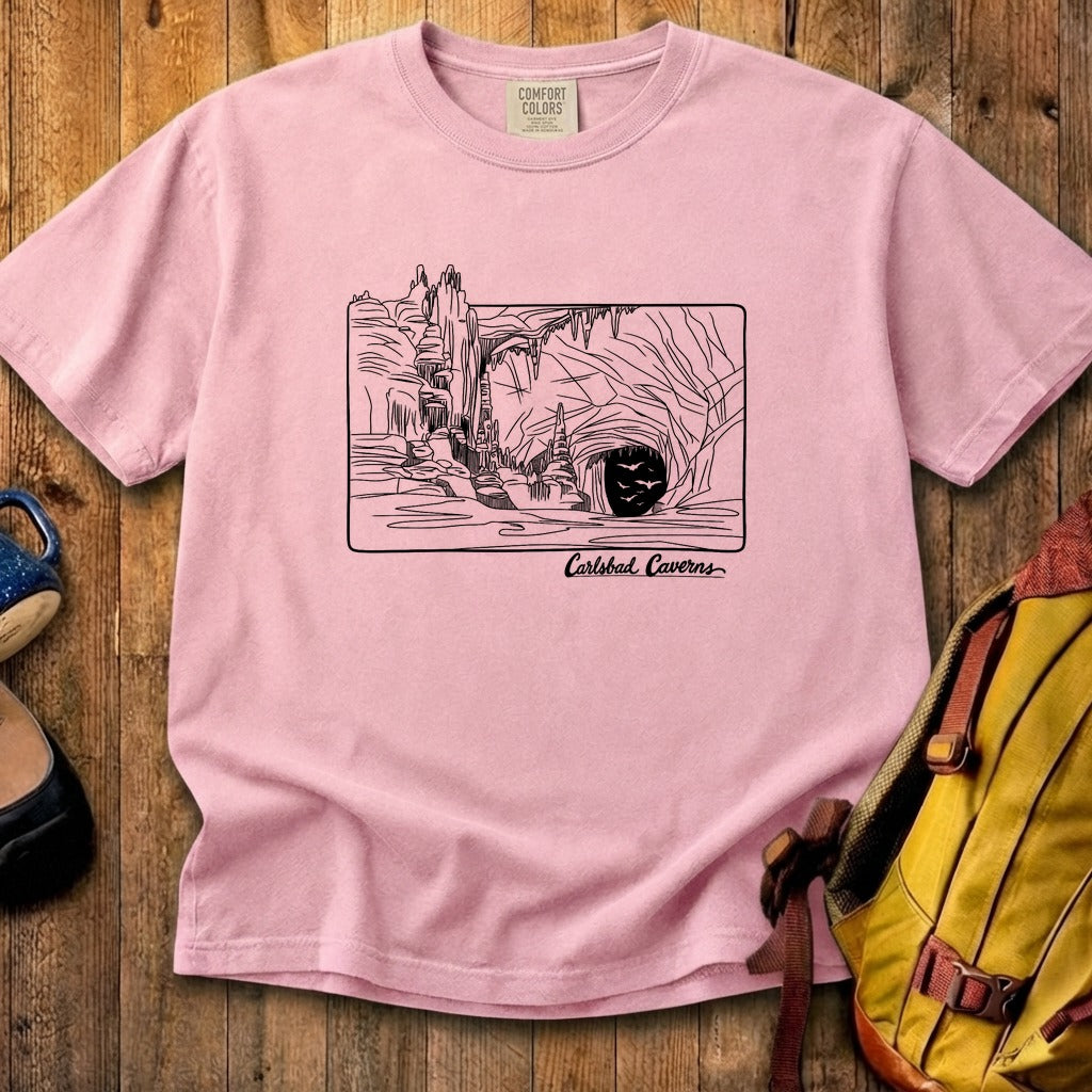 Carlsbad Caverns Line Drawing Cotton T-Shirt