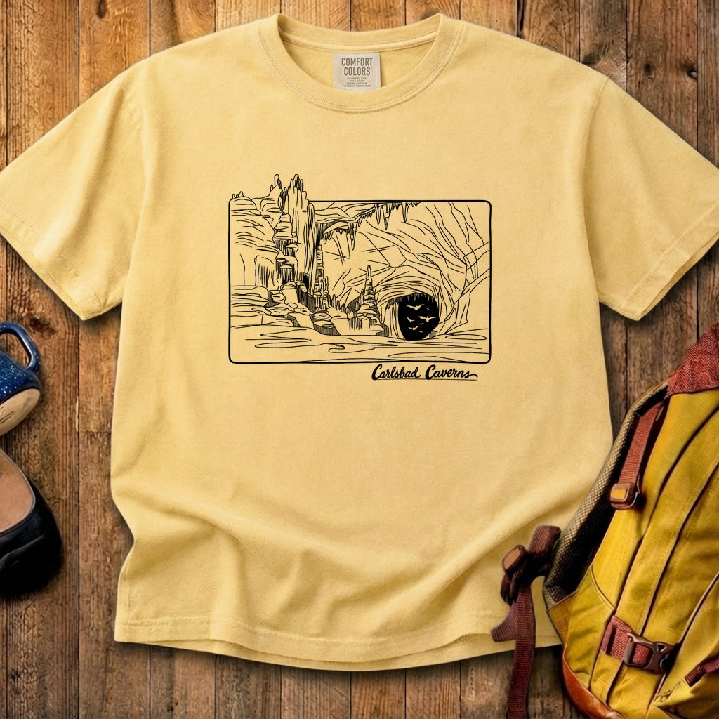 Carlsbad Caverns Line Drawing Cotton T-Shirt