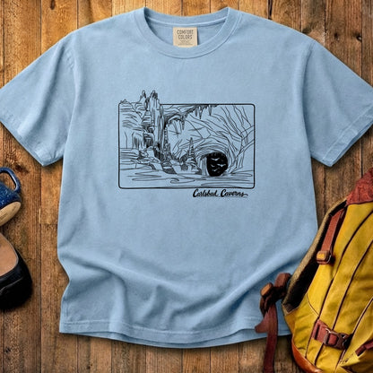 Carlsbad Caverns Line Drawing Cotton T-Shirt