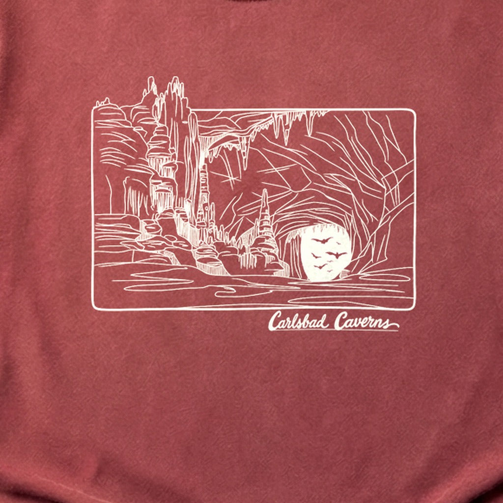 Carlsbad Caverns Line Drawing Cotton T-Shirt