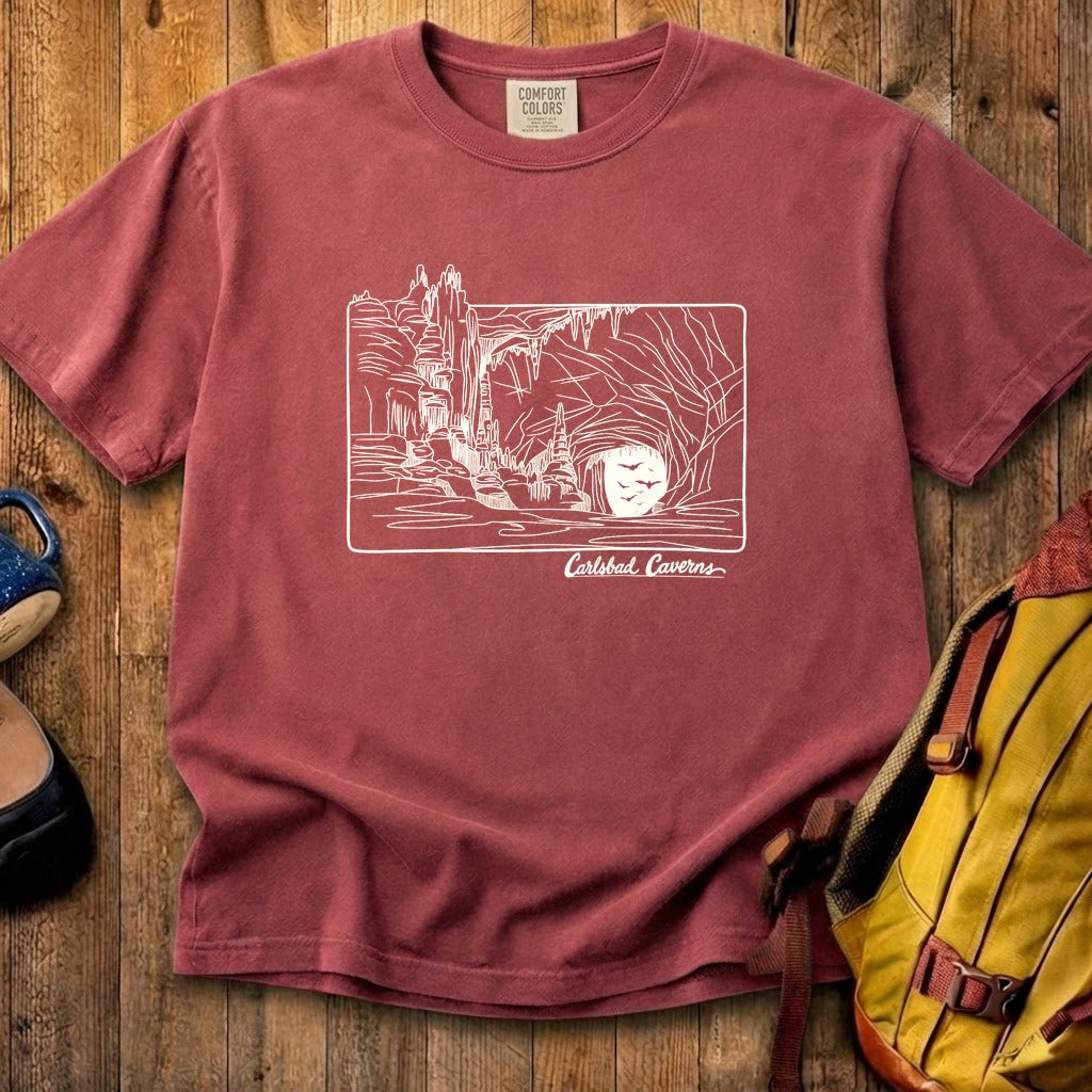 Carlsbad Caverns Line Drawing Cotton T-Shirt