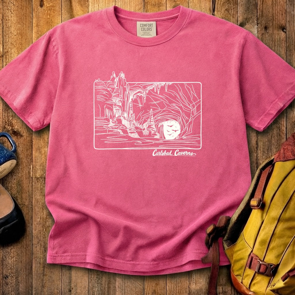 Carlsbad Caverns Line Drawing Cotton T-Shirt