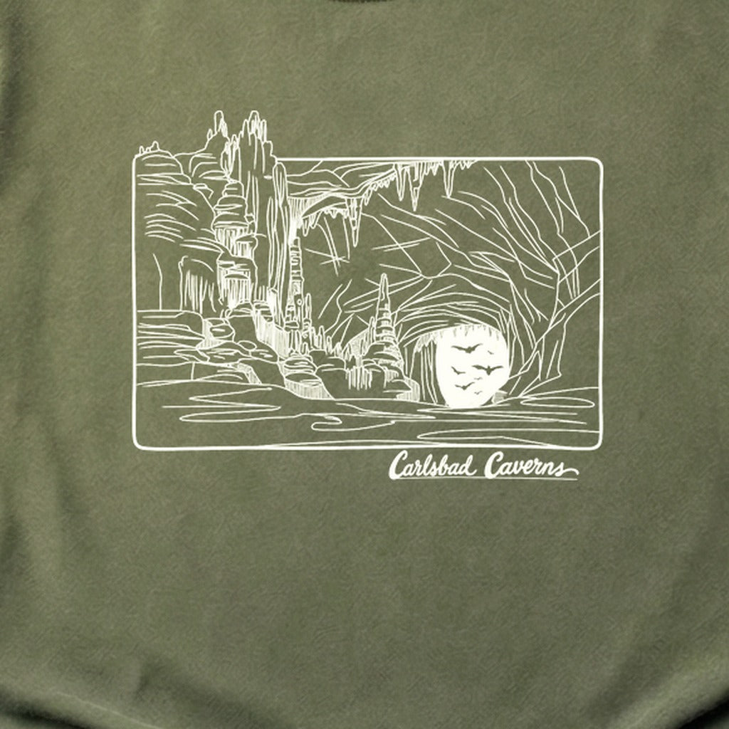 Carlsbad Caverns Line Drawing Cotton T-Shirt