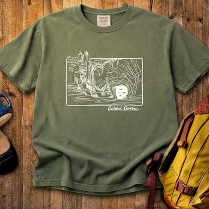Carlsbad Caverns Line Drawing Cotton T-Shirt
