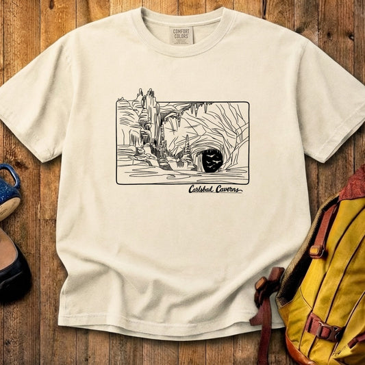 Carlsbad Caverns Line Drawing Cotton T-Shirt