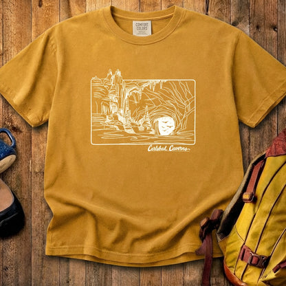 Carlsbad Caverns Line Drawing Cotton T-Shirt