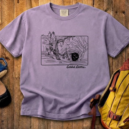 Carlsbad Caverns Line Drawing Cotton T-Shirt