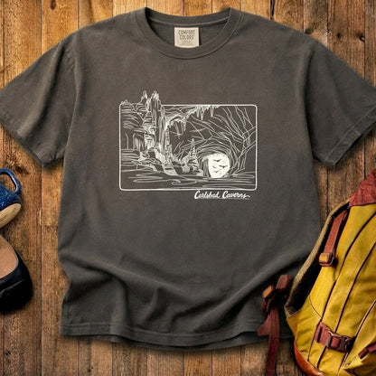 Carlsbad Caverns Line Drawing Cotton T-Shirt