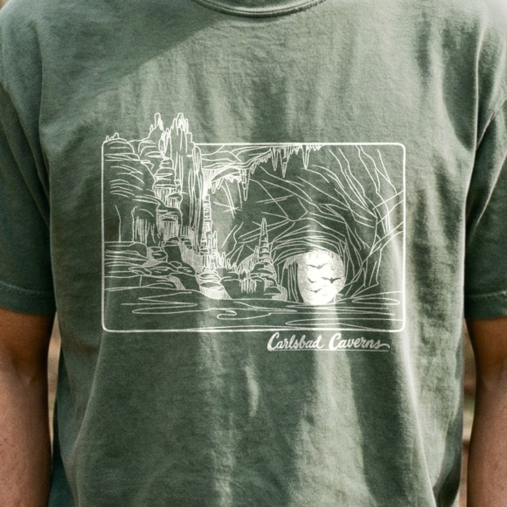 Carlsbad Caverns Line Drawing Cotton T-Shirt