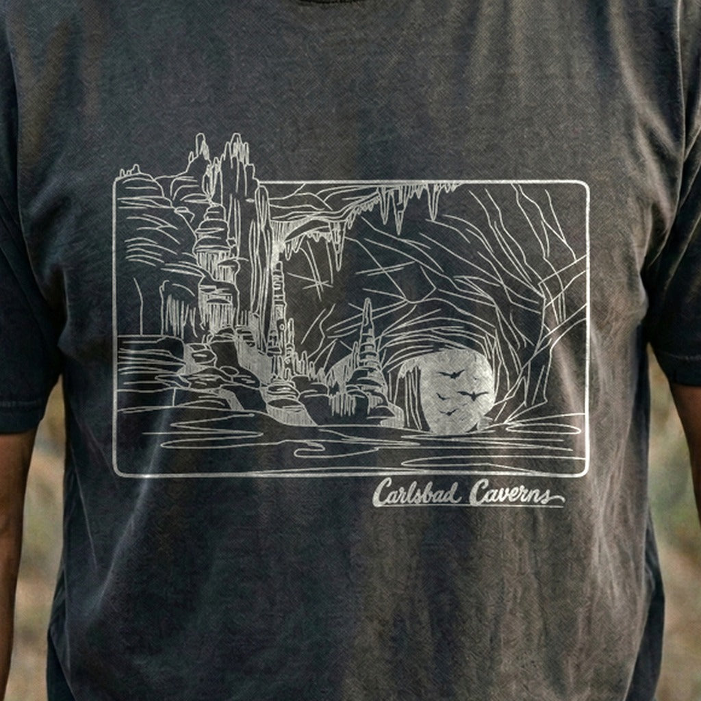 Carlsbad Caverns Line Drawing Cotton T-Shirt