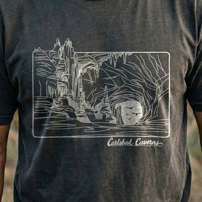 Carlsbad Caverns Line Drawing Cotton T-Shirt