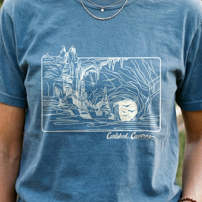 Carlsbad Caverns Line Drawing Cotton T-Shirt