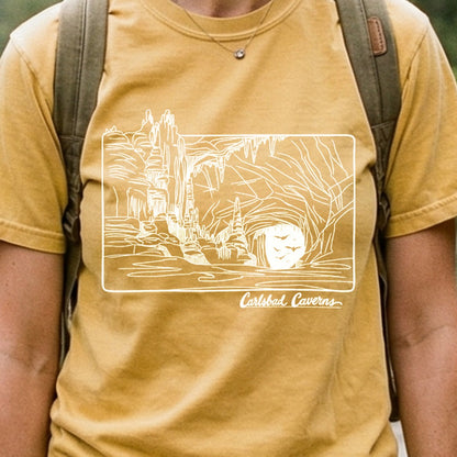 Carlsbad Caverns Line Drawing Cotton T-Shirt