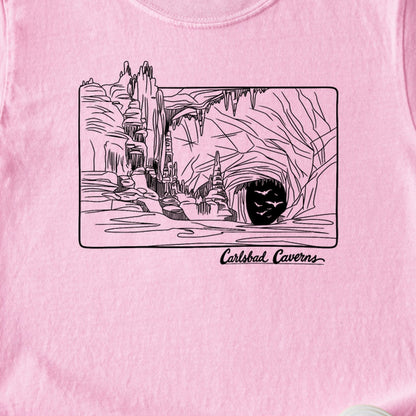 Carlsbad Caverns Line Drawing Kids Cotton T-Shirt